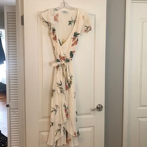 White floral dress, perfect for spring and bridal events